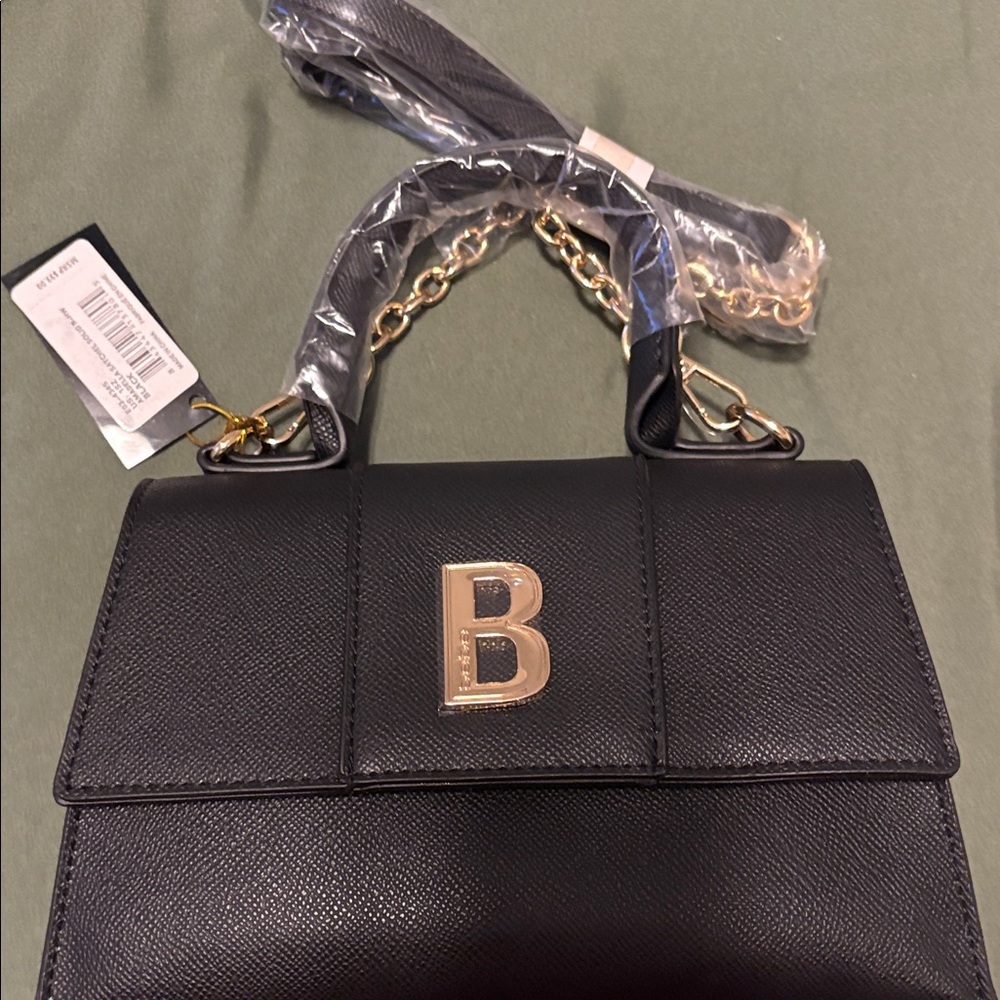 bebe Black Satchel with Gold 'B' Logo